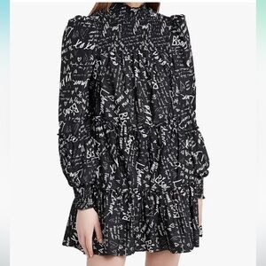 Cinq a Sept Black and White Long Sleeve Dress